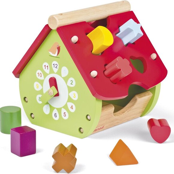 Janod Wooden Garden House Shape Sorter / Maison à Formes Jardin En Bois NWT - Picture 3 of 11